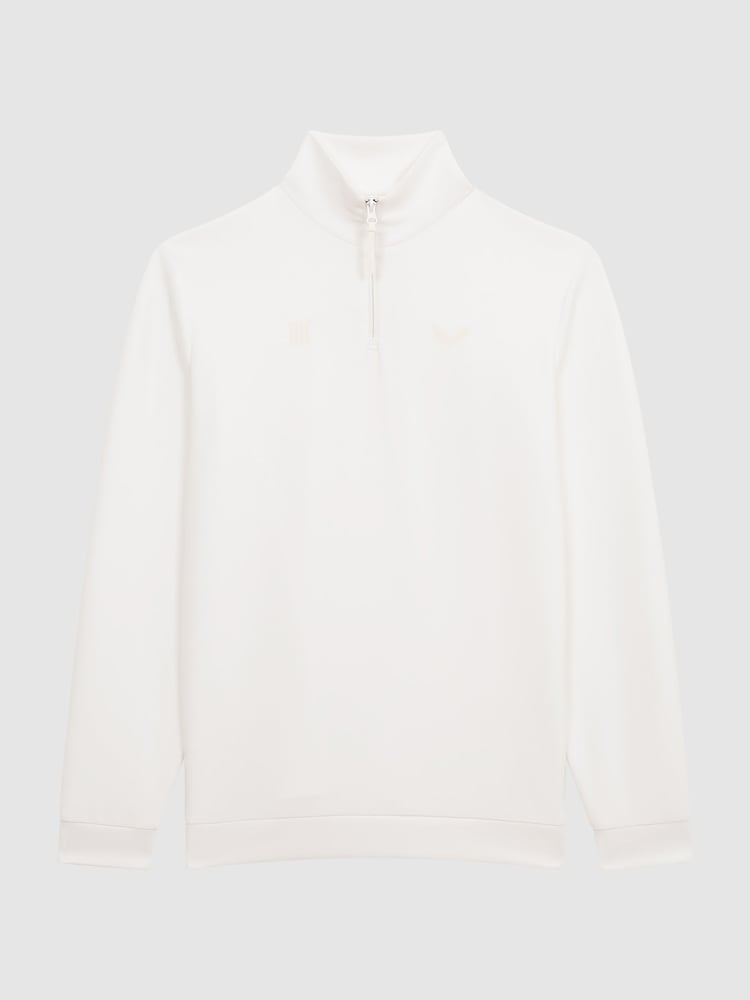 Reiss White Roman Castore Zip Neck Bonded Polo - Image 2 of 7
