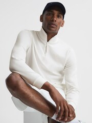 Reiss White Roman Castore Zip Neck Bonded Polo - Image 4 of 7