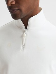 Reiss White Roman Castore Zip Neck Bonded Polo - Image 6 of 7