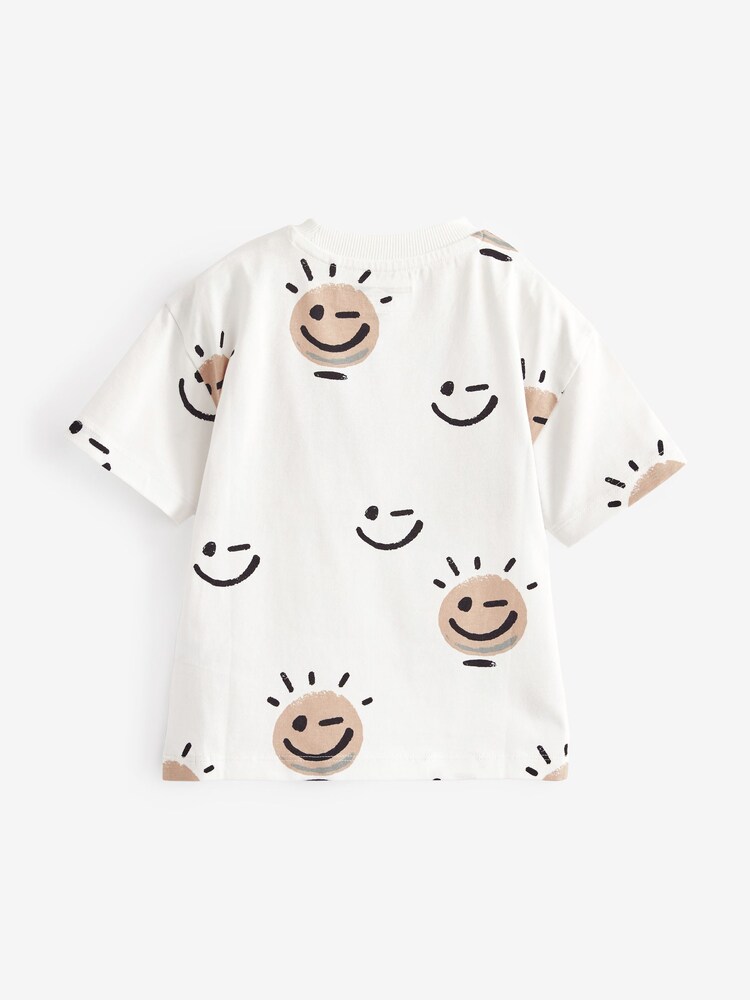 Tan Brown/Ecru Cream Short Sleeve Character T-Shirts 3 Pack (3mths-7yrs) - Image 2 of 2