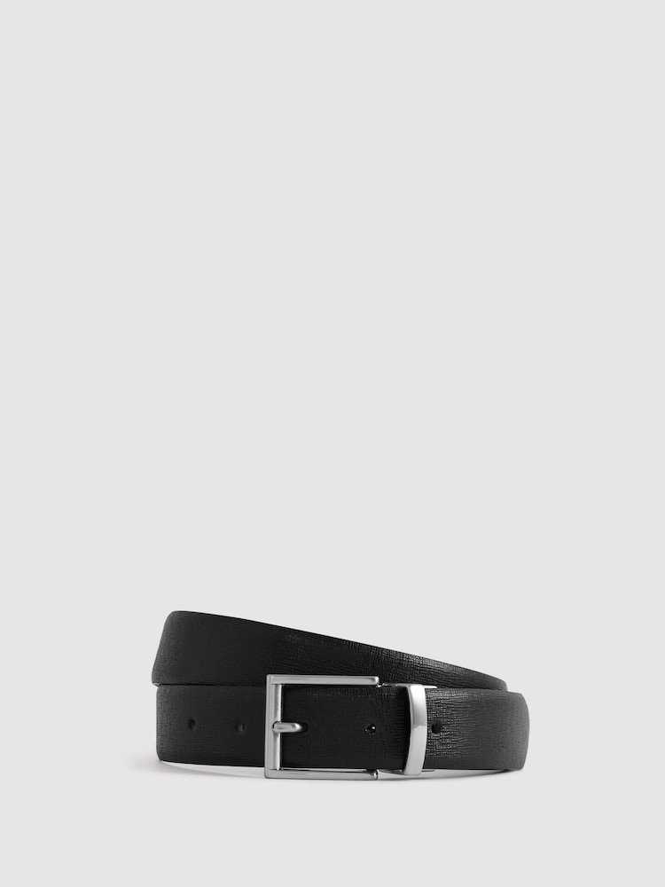Reiss Black Ricky Reversible Leather Belt - Image 1 of 5 Reiss Black Ricky Reversible Leather Belt - Image 1 of 5