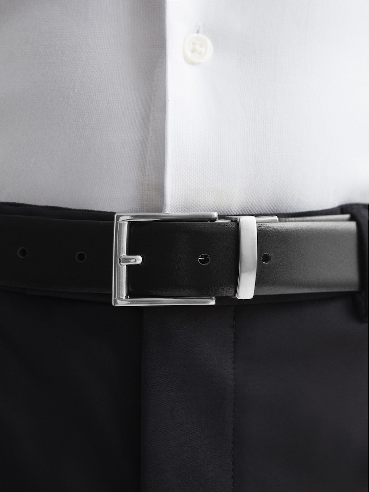 Reiss Black Ricky Reversible Leather Belt - Image 1 of 5 Reiss Black Ricky Reversible Leather Belt - Image 1 of 5