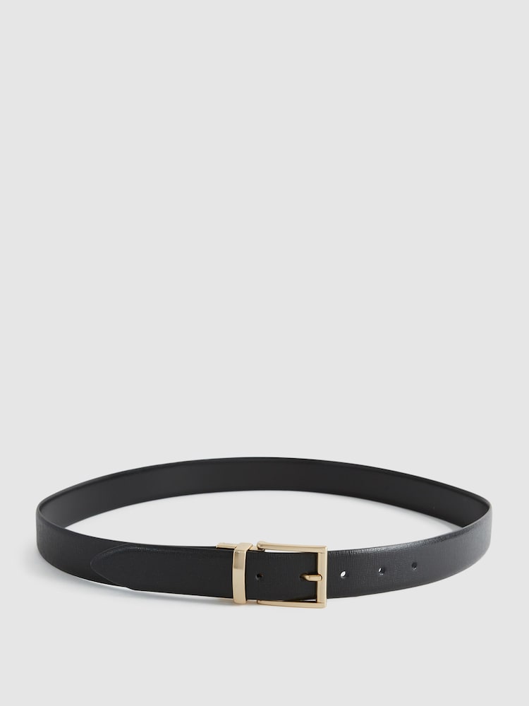 Reiss Black Ricky Reversible Leather Belt - Image 5 of 5