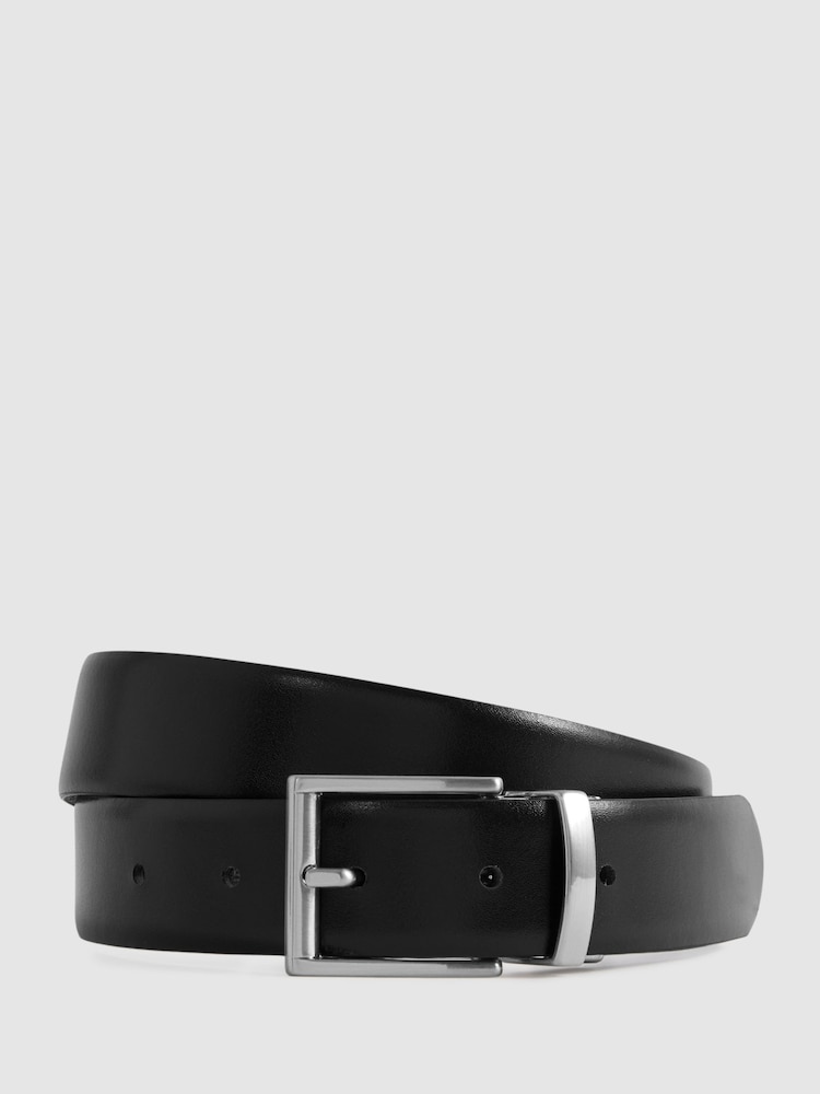 Reiss Black Ricky Reversible Leather Belt - Image 5 of 5