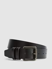 Reiss Black Ablemarle Leather Belt - Image 1 of 4