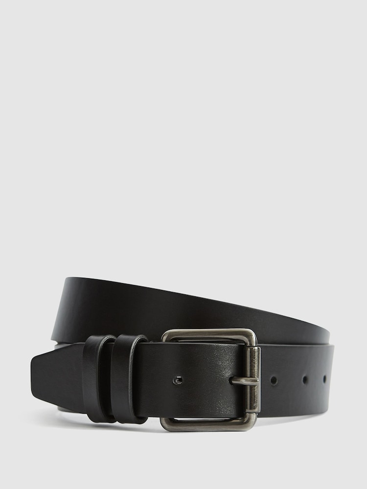 Reiss Black Ablemarle Leather Belt - Image 1 of 4