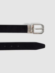 Reiss Navy/Black Aldwych Reversible Leather And Suede Belt - Image 6 of 7