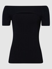 Reiss Black Esme Cut Out Off-Shoulder Top - Image 2 of 7