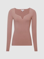 Reiss Blush Emine Ribbed Sweetheart Jumper - Image 2 of 7