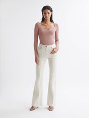 Reiss Blush Emine Ribbed Sweetheart Jumper - Image 3 of 7