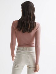 Reiss Blush Emine Ribbed Sweetheart Jumper - Image 5 of 7