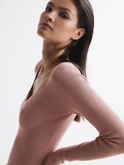 Reiss Blush Emine Ribbed Sweetheart Jumper - Image 7 of 7