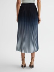 Reiss Blue Marlie Ombre Pleated Midi Skirt - Image 5 of 7