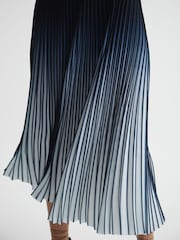 Reiss Blue Marlie Ombre Pleated Midi Skirt - Image 6 of 7