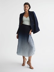 Reiss Blue Marlie Ombre Pleated Midi Skirt - Image 7 of 7
