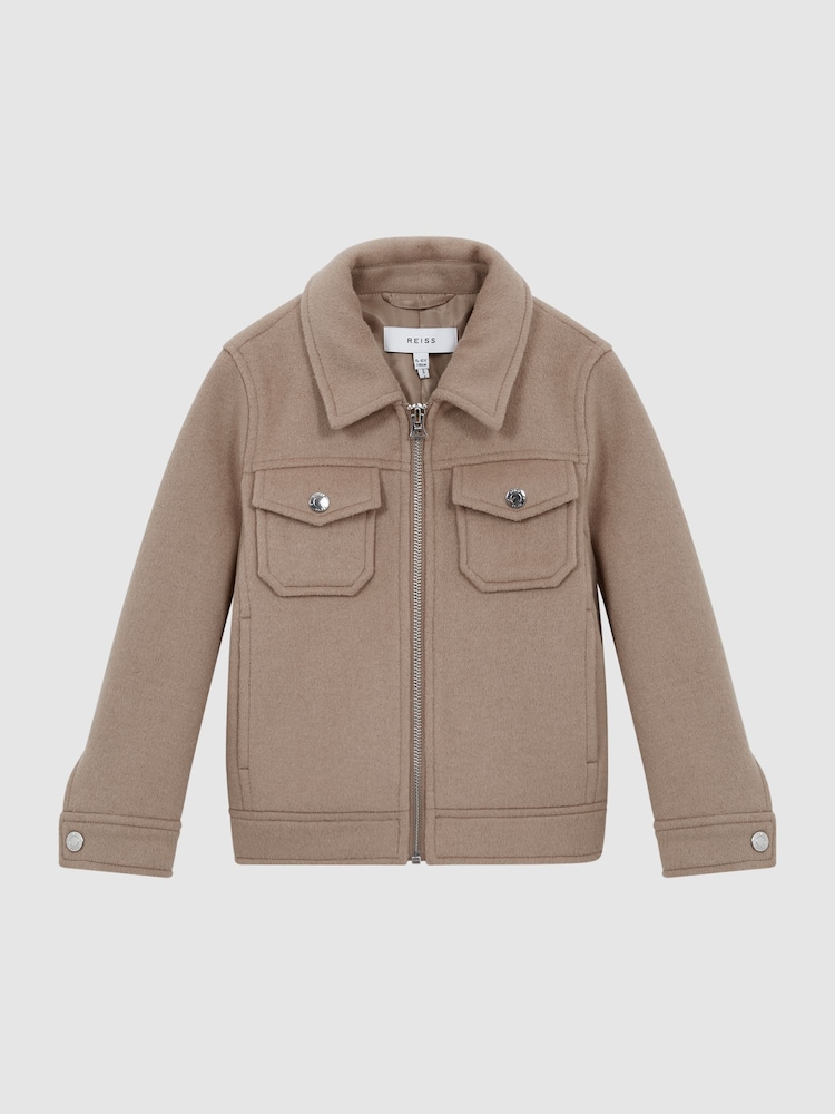 Reiss Camel Peridoe Junior Wool Trucker Jacket - Image 2 of 7