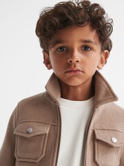Reiss Camel Peridoe Junior Wool Trucker Jacket - Image 4 of 7