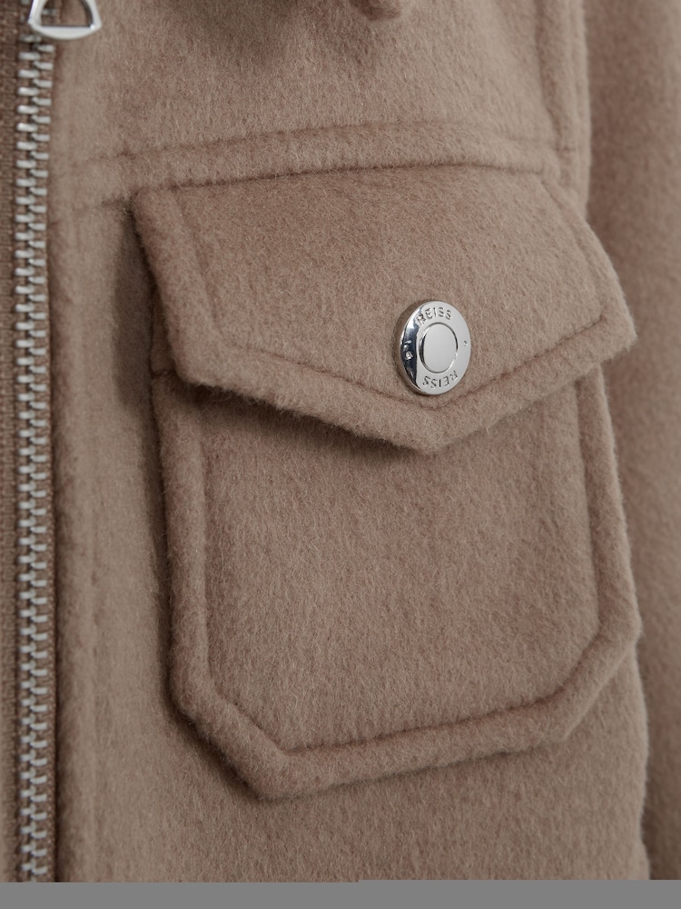 Reiss Camel Peridoe Junior Wool Trucker Jacket - Image 7 of 7