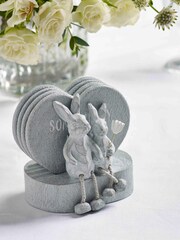 Set of 4 Grey Bunny Rabbit Set of 4 Coasters - Image 2 of 4