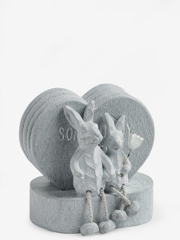 Set of 4 Grey Bunny Rabbit Set of 4 Coasters - Image 4 of 4
