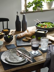 Set of 4 Black Reversible Faux Leather Placemats and Coasters Set - Image 2 of 4