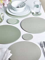 Set of 4 Sage Green Reversible Faux Leather Placemats and Coasters Set - Image 1 of 3