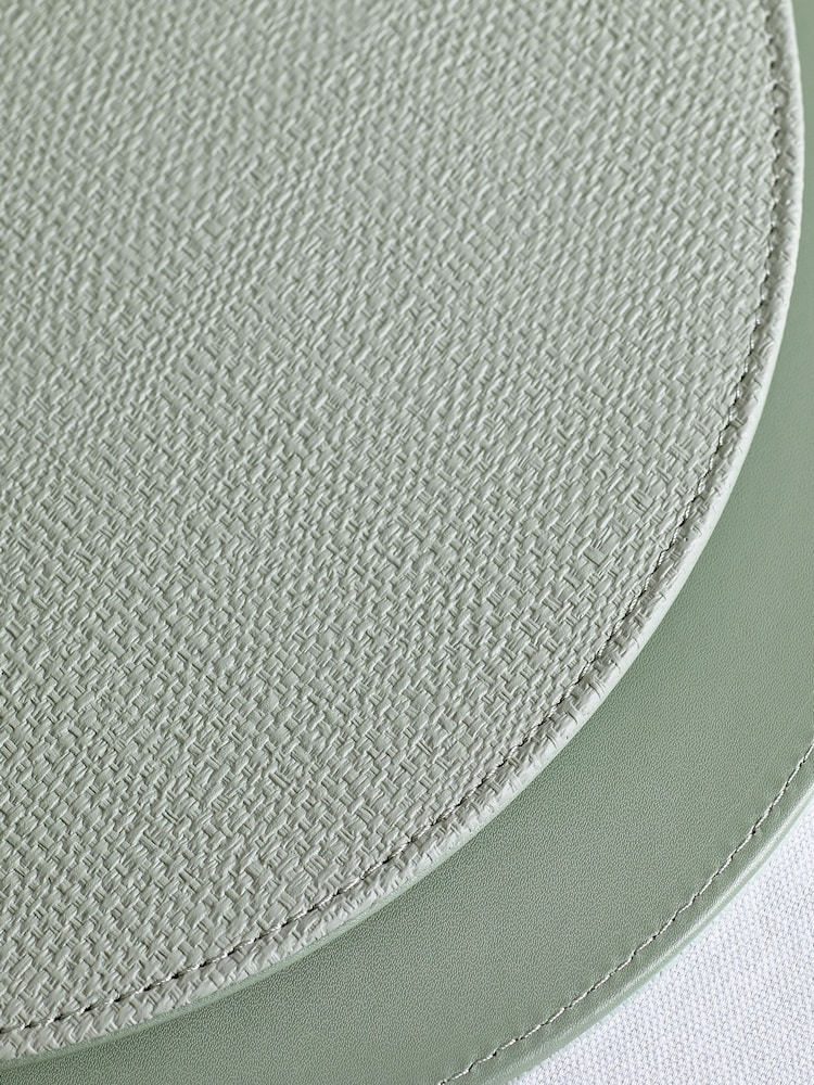 Set of 4 Sage Green Reversible Faux Leather Placemats and Coasters Set - Image 3 of 3