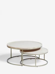 Light Colton Mango Wood Nest of 2 Round Coffee Table - Image 3 of 4