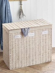 Cream Wicker Laundry Sorter Basket - Image 1 of 5