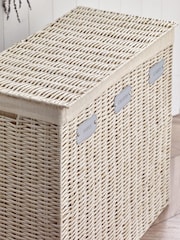 Cream Wicker Laundry Sorter Basket - Image 2 of 5