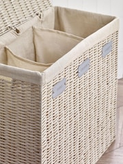 Cream Wicker Laundry Sorter Basket - Image 3 of 5