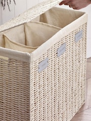 Cream Wicker Laundry Sorter Basket - Image 4 of 5