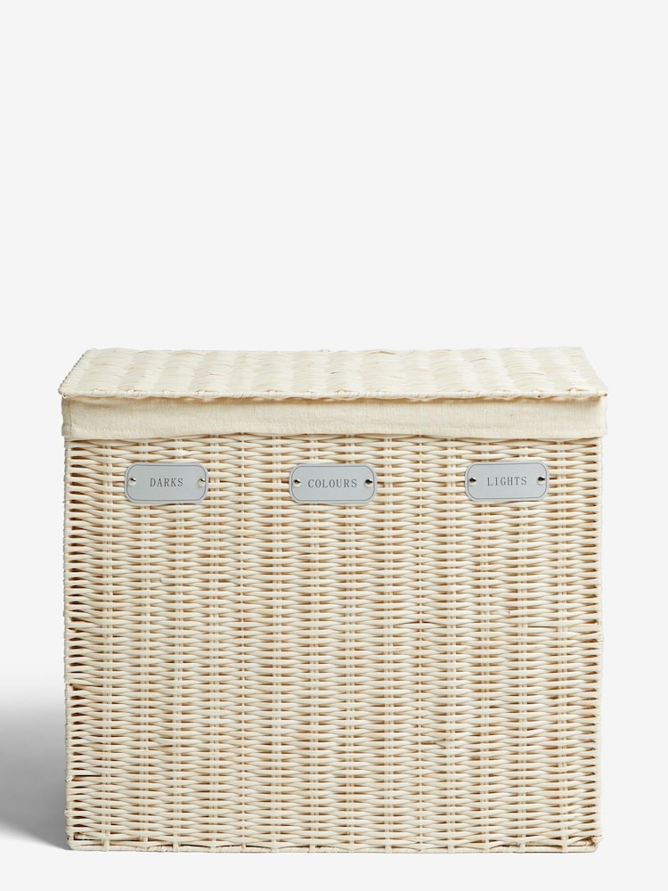 Cream Wicker Laundry Sorter Basket - Image 5 of 5