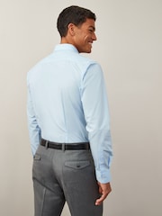 Голубой - Зауженный крой - Easy Care Single Cuff Smart Shirt - Image 3 of 8