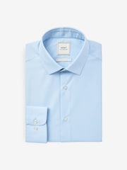 Голубой - Зауженный крой - Easy Care Single Cuff Smart Shirt - Image 6 of 8