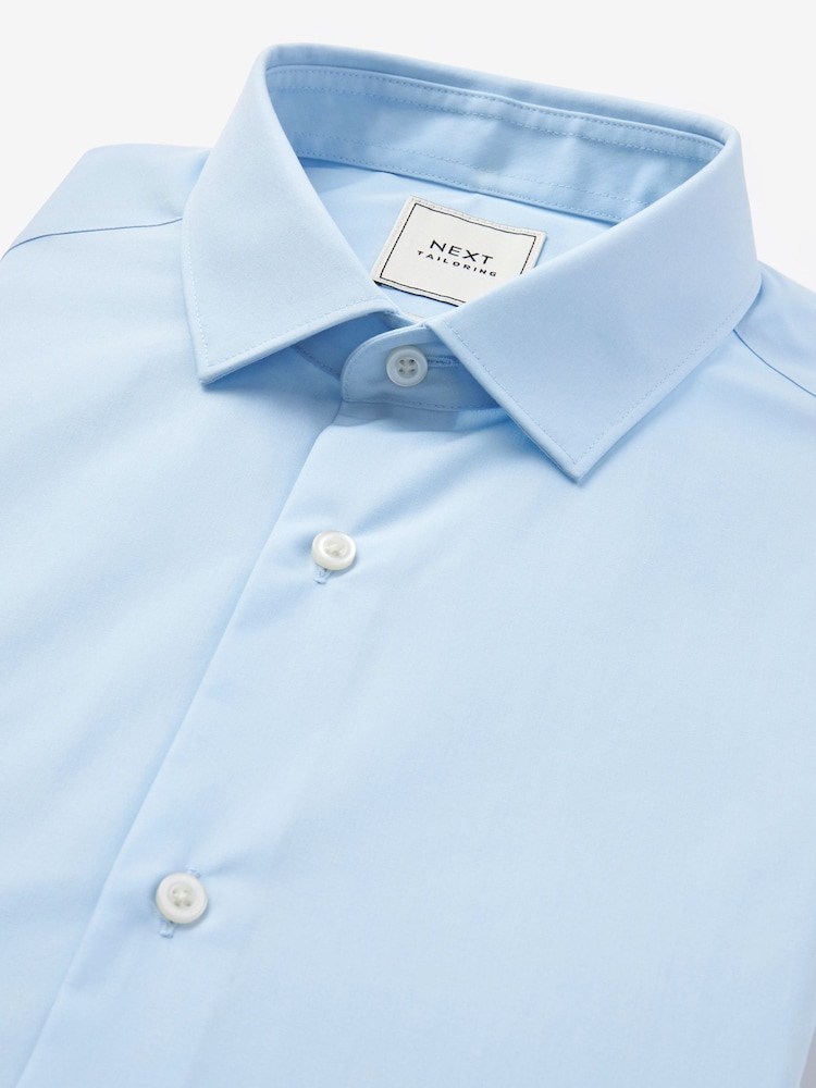 Light Blue Slim Fit Easy Care Single Cuff Smart Shirt - Image 7 of 8