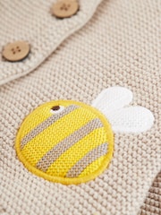 Frugi Neutral Beige Cute As A Button Baby Knitted Cardigan - Image 3 of 4