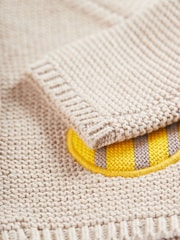 Frugi Neutral Beige Cute As A Button Baby Knitted Cardigan - Image 4 of 4
