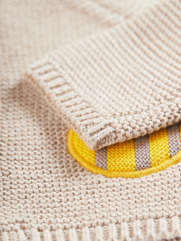 Frugi Neutral Beige Cute As A Button Baby Knitted Cardigan - Image 4 of 4