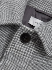 Reiss Grey Bark Junior Wool Blend Prince of Wales Check Overcoat - Image 5 of 5