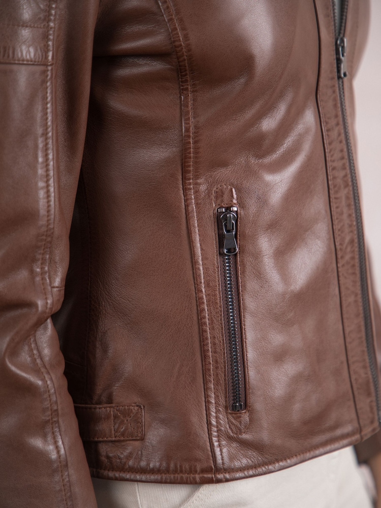 Lakeland Leather Bourbon Brown Buttermere Leather Racer Jacket - Image 8 of 8