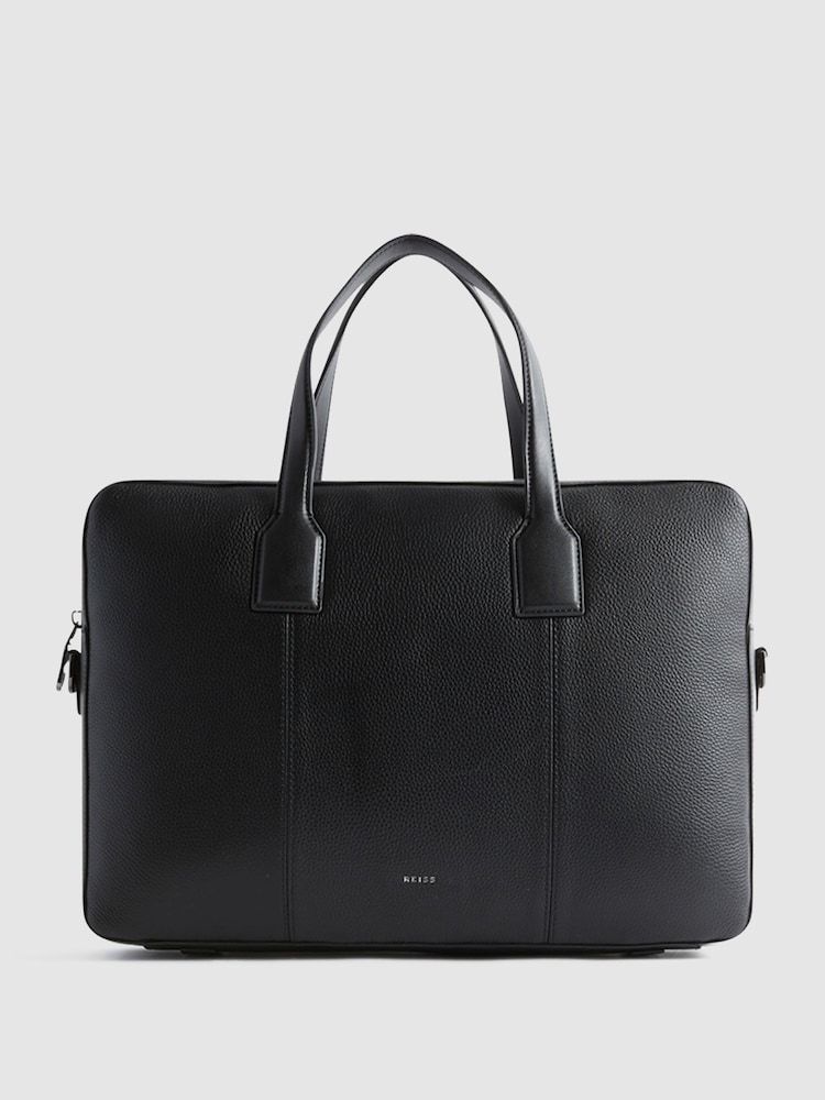 Reiss Black Carter Leather Briefcase - Image 1 of 8
