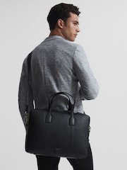 Reiss Black Carter Leather Briefcase - Image 2 of 8