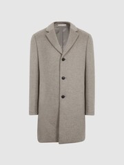 Reiss Oatmeal Gable Single Breasted Overcoat - Image 2 of 6