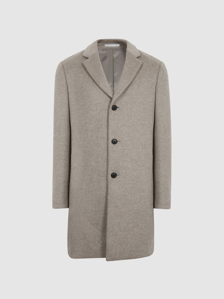 Reiss Oatmeal Gable Single Breasted Overcoat - Image 2 of 6