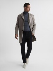 Reiss Oatmeal Gable Single Breasted Overcoat - Image 3 of 6