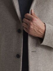 Reiss Oatmeal Gable Single Breasted Overcoat - Image 4 of 6