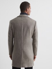 Reiss Oatmeal Gable Single Breasted Overcoat - Image 5 of 6