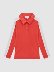 Reiss Coral India Junior Colourblock Jersey Polo Top - Image 2 of 6