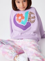 Flieder/Violett, Love-Pailletten - Sweatshirt mit Pailletten und Rundhalsausschnitt (3–16 J.) - Bild 1 von 5